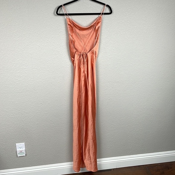 Significant Other Aila Dress Open Back Cowl Neck Satin Midi Nougat - Picture 4 of 13